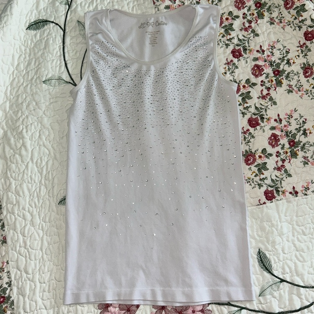 Vintage White Bedazzled Tank